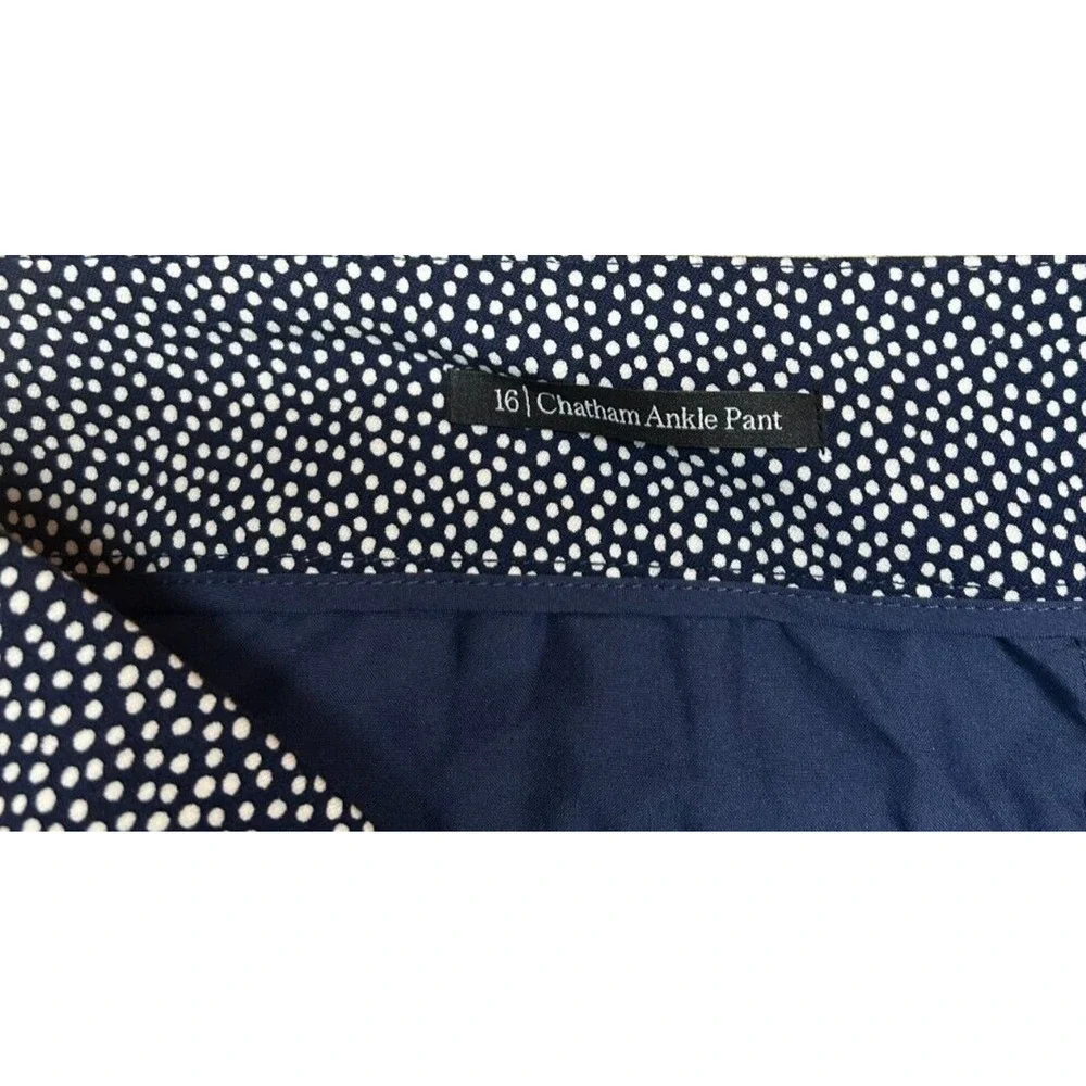 Talbots Pants Womens 16 Blue Dots Actual 38X29 Chatham Slim Ankle Side‎ Zip NWT